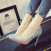 Pantofi moderni de dama cu toc inalt, in culoare irizata