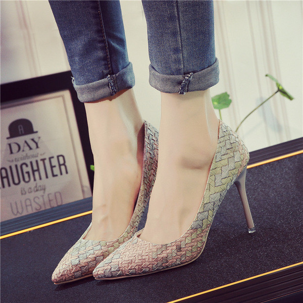 Pantofi moderni de dama cu toc inalt, in culoare irizata