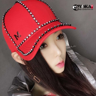 Μοντέρνο γυναικείο καπέλο μπέιζμπολ με γείσο και πέτρες σε τρία χρώματα