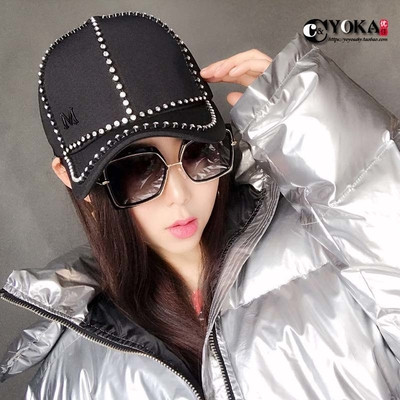 Μοντέρνο γυναικείο καπέλο μπέιζμπολ με γείσο και πέτρες σε τρία χρώματα