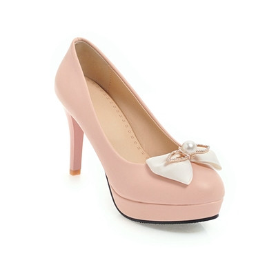 Pantofi de dama eleganti cu toc in mai multe culori cu decor panglica