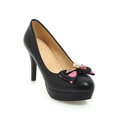 Pantofi de dama eleganti cu toc in mai multe culori cu decor panglica