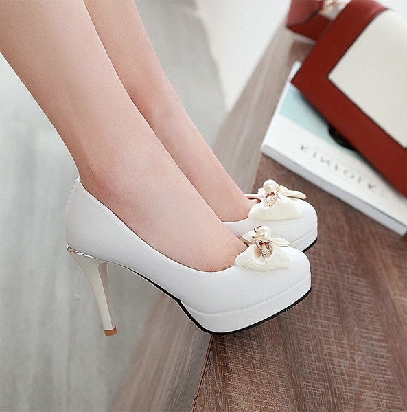 Pantofi de dama eleganti cu toc in mai multe culori cu decor panglica