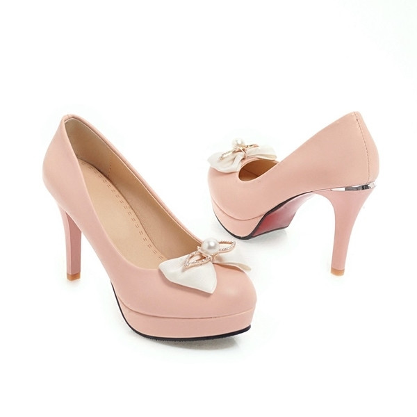 Pantofi de dama eleganti cu toc in mai multe culori cu decor panglica