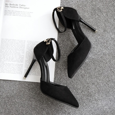 Γυναικεία κομψά παπούτσια με ψηλό τακούνι με ιμάντα και λουράκι στο αστραγάλο