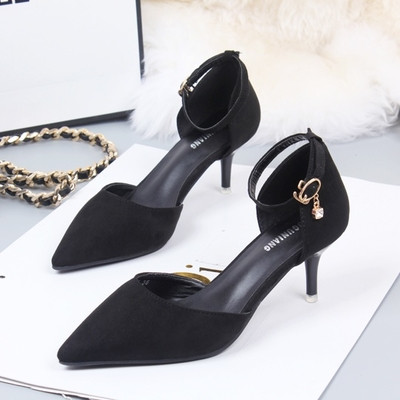 Γυναικεία κομψά παπούτσια με ψηλό τακούνι με ιμάντα και λουράκι στο αστραγάλο