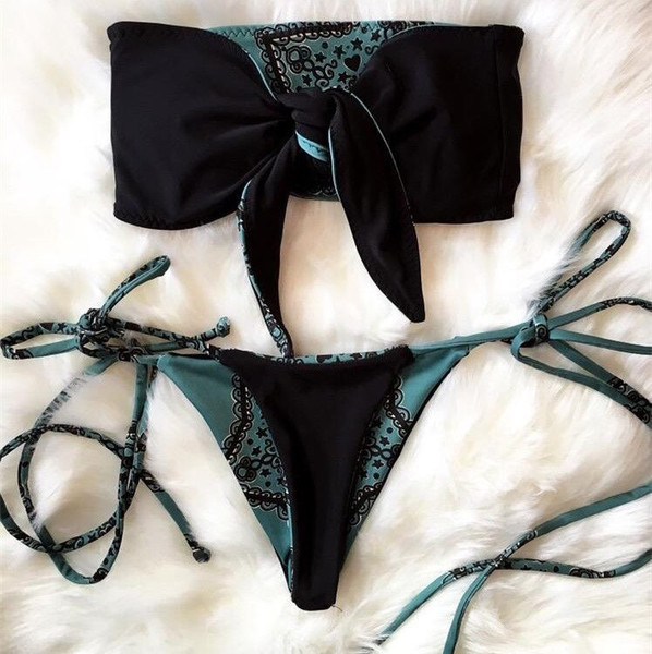 Costum de baie elegant pentru doamne în două părți - față-verso