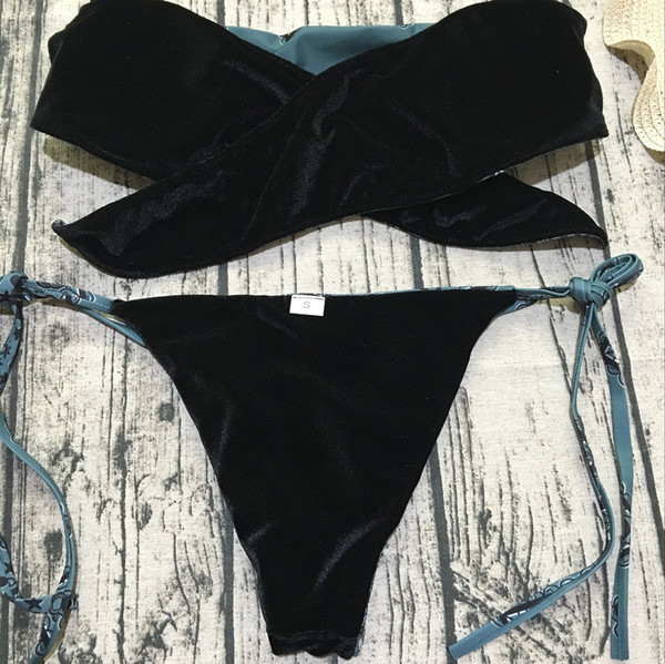 Costum de baie elegant pentru doamne în două părți - față-verso