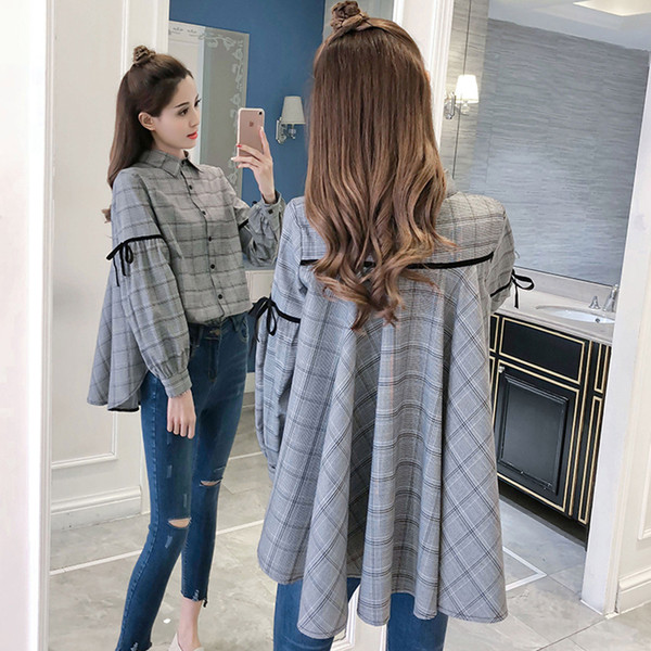 Cămașă de damă elegantă model larg cu mâneci lungi în carouri în trei culori