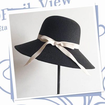 Modern női strandkalap színes szalaggal, különböző színekben