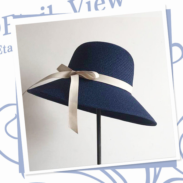 Modern női strandkalap színes szalaggal, különböző színekben