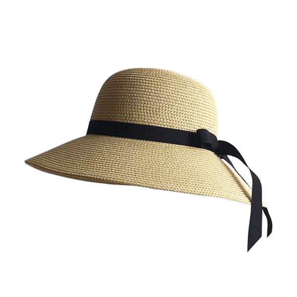 Modern női strandkalap színes szalaggal, különböző színekben