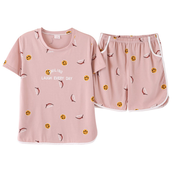 Rövid női pizsama szett hangulatjelekkel