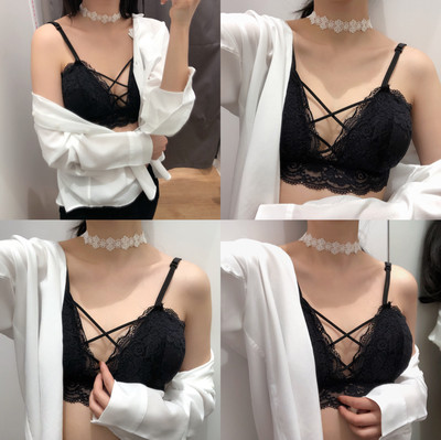Lace bra type bustier with ties