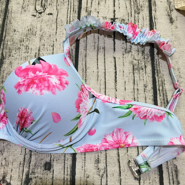 Costum de baie modern de dama din doua piese cu imprimeu floral