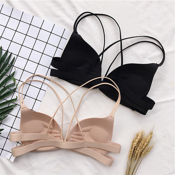 Női sima melltartó elöl rögzítéssel, vastag pántokkal és keresztpántokkal