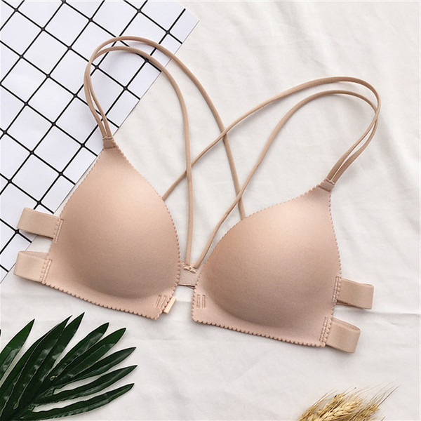 Női sima melltartó elöl rögzítéssel, vastag pántokkal és keresztpántokkal