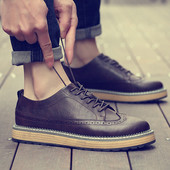 Επίσημα ανδρικά υποδήματα με κορδόνια - αδιάβροχα με παχιά σόλα