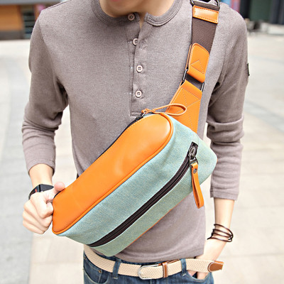 Мъжка малка чанта през рамо с широка презрамка в светли цветове