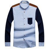 Cămașă pentru bărbați sportiv-elegant, cu buzunar decorativ