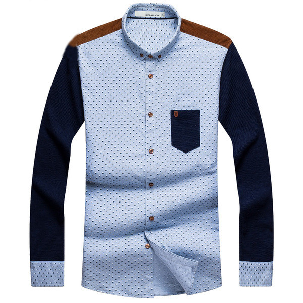 Cămașă pentru bărbați sportiv-elegant, cu buzunar decorativ