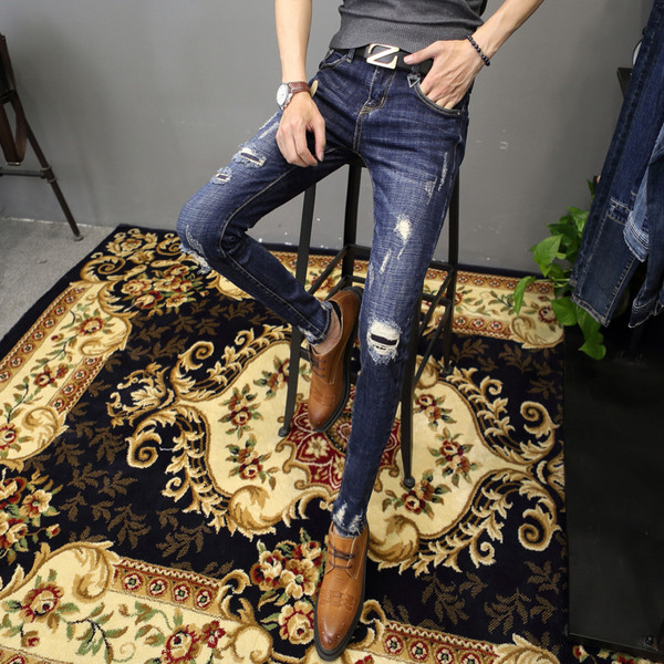 Blugi subțiri sport-eleganți pentru bărbați cu petice în mai multe culori