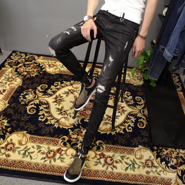 Blugi subțiri sport-eleganți pentru bărbați cu petice în mai multe culori