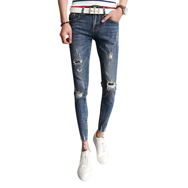 Blugi subțiri sport-eleganți pentru bărbați cu petice în mai multe culori