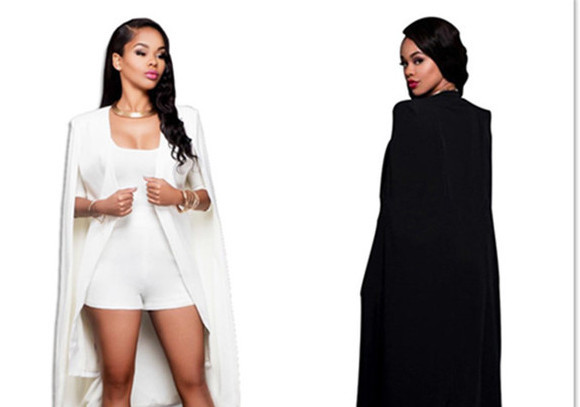 Elegáns női kabát nyitott ujjal, két színben