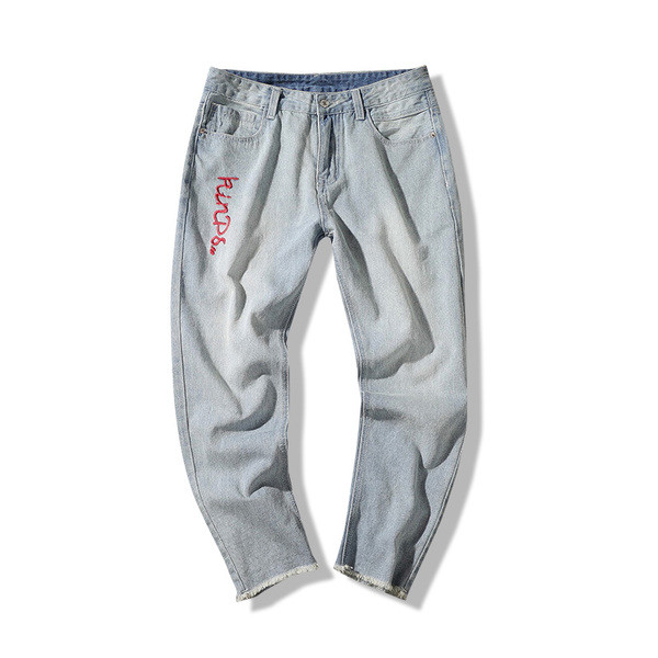 Blugi sport pentru bărbați în stil liber cu o inscripție colorată în două culori