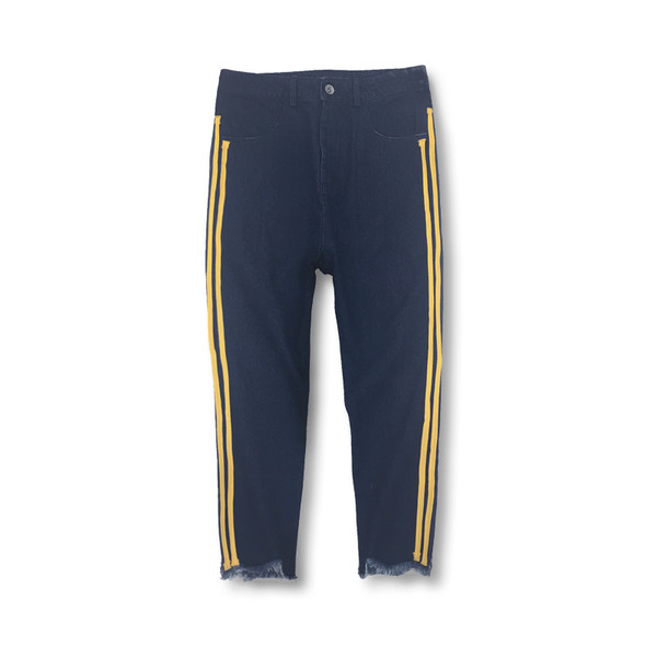 Blugi de barbati sport-casual in model liber, cu margini colorate in doua culori