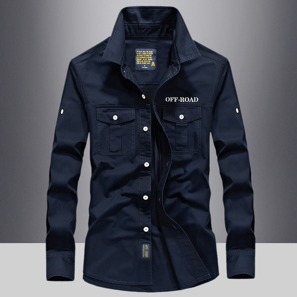 Пролетна мъжка памучна риза с декоративни джобове в няколко цвята