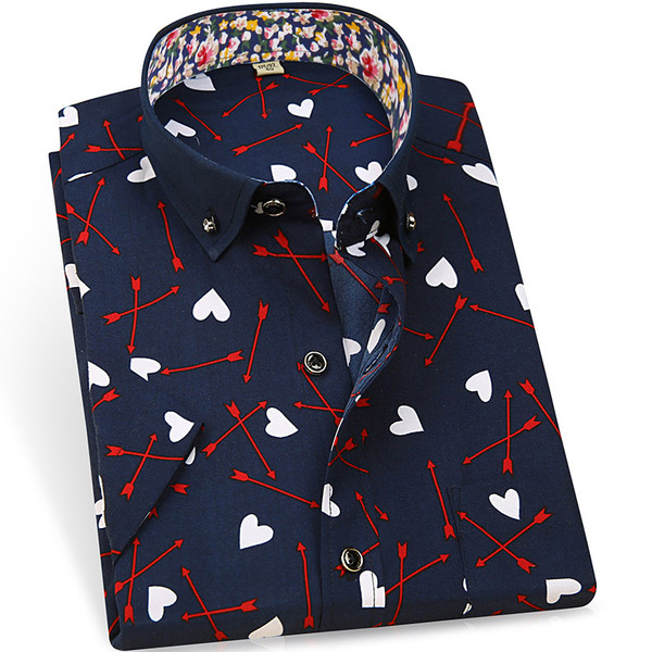 Cămașă pentru bărbați cu mâneci scurte și motive florale