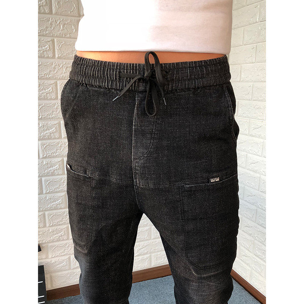 Αθλητικά casual ανδρικά παντελόνια με βαθιές τσέπες σε σκούρο χρώμα