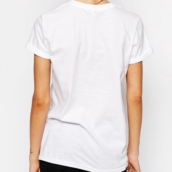 Tricou de dama din bumbac cu guler si inscriptionare in forma de O - 3 modele