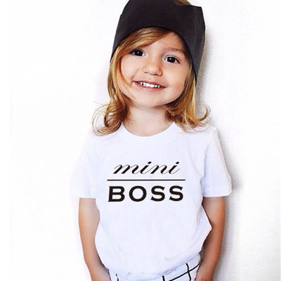 Children`s unisex t-shirt with an inscription and short sleeves