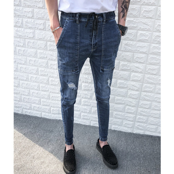 Blugi sport barbati la moda cu cravate si buzunare adanci in mai multe modele