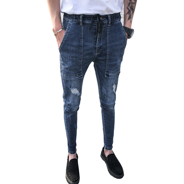 Blugi sport barbati la moda cu cravate si buzunare adanci in mai multe modele