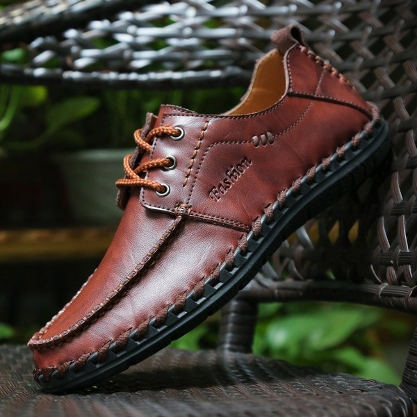 Mocasini barbatesti cu sireturi si talpa de cauciuc