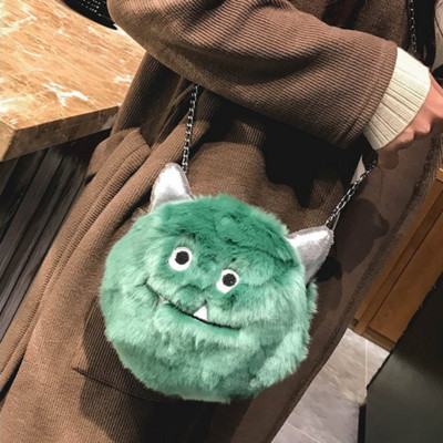 Érdekes női plüsstáska - rózsaszín, kék, narancs, fekete és zöld