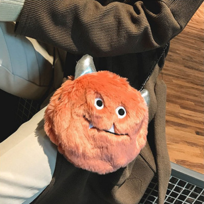 Érdekes női plüsstáska - rózsaszín, kék, narancs, fekete és zöld