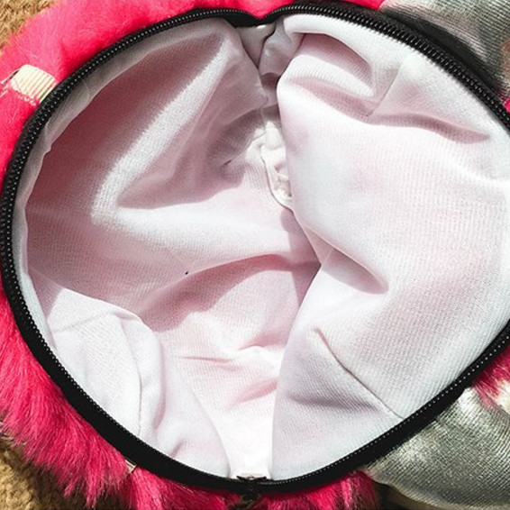 Geantă interesantă de pluș pentru femei - roz, albastru, portocaliu, negru și verde