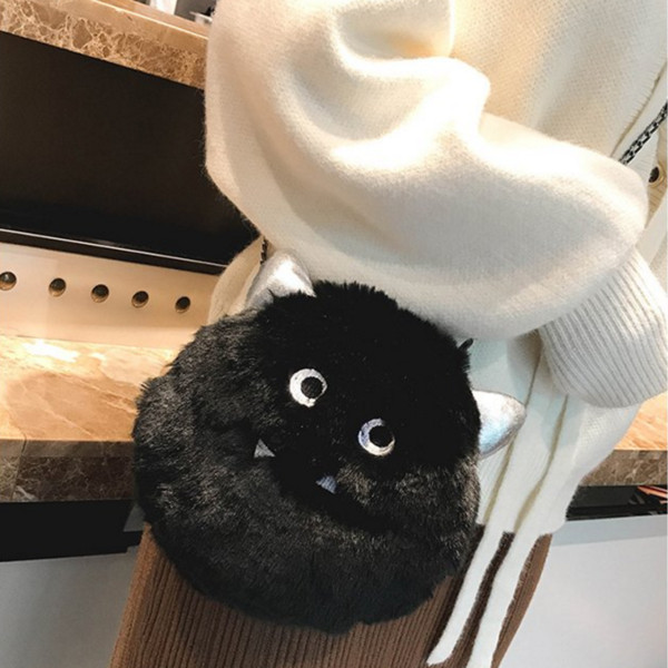 Geantă interesantă de pluș pentru femei - roz, albastru, portocaliu, negru și verde