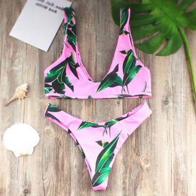 Γυναικείο μαγιό σε ροζ χρώμα με floral print