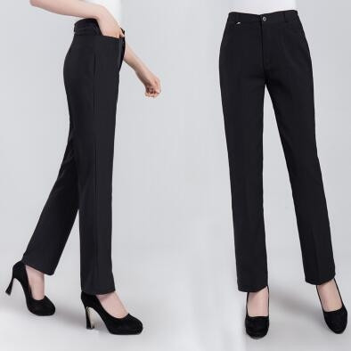 Pantaloni drepti de dama de culoare neagra cu buzunare