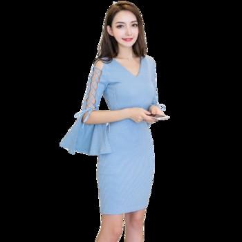 Rochie de corp cu mâneci tăiate și cravate în galben, albastru și negru