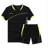Set sport pentru bărbați respirabil zilnic din două părți + tricou + pantaloni scurți cu margini colorate în mai multe culori