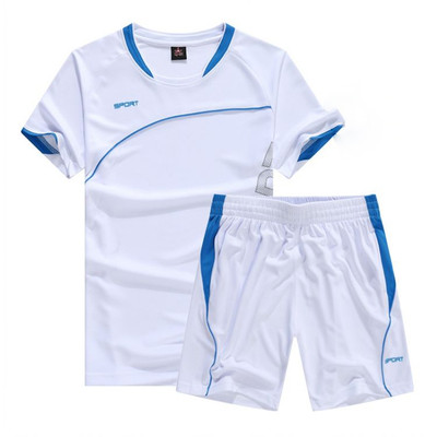 Set sport pentru bărbați respirabil zilnic din două părți + tricou + pantaloni scurți cu margini colorate în mai multe culori