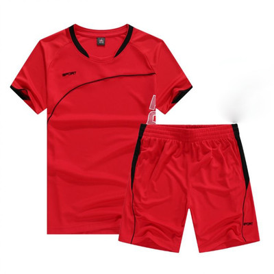 Set sport pentru bărbați respirabil zilnic din două părți + tricou + pantaloni scurți cu margini colorate în mai multe culori