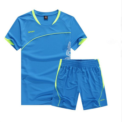 Set sport pentru bărbați respirabil zilnic din două părți + tricou + pantaloni scurți cu margini colorate în mai multe culori